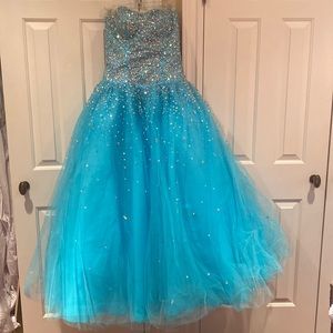 Mori Lee Strapless sequin quince gown